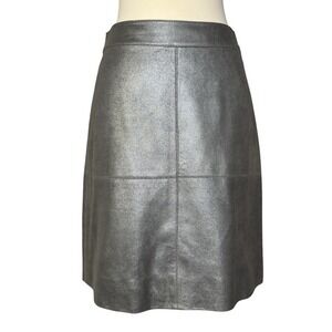 y2k Indie sleaze size 2 silver pewter metallic leather skirt neotropolis cyber